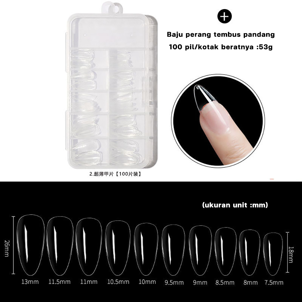 MELEDE 100pcs box Kuku Palsu Full Cover Model Pendek Untuk Nail Art/ Kuku Palsu Akrilik Polos Mat...