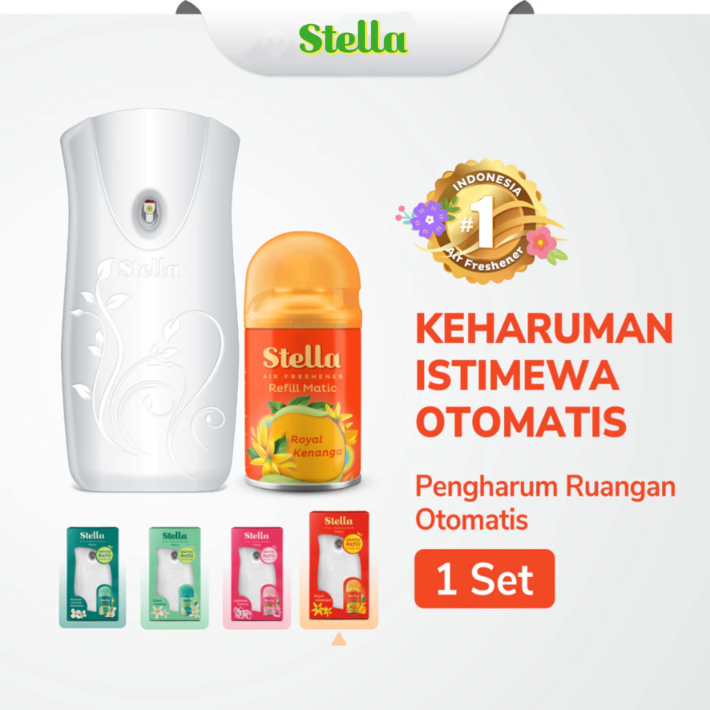 STELLA Matic Box Set Free Aerosol 140ml/160+65ml - Pengharum Pewangi Ruangan Otomatis