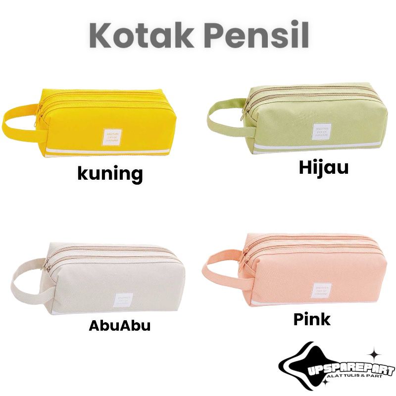 Kotak Pensil Dan Stationery Dua Zipper Dompet Pensil 2 Pouch/Tempat Alat Tulis Perlengkapan Sekolah 2 Sisi Multfungsi