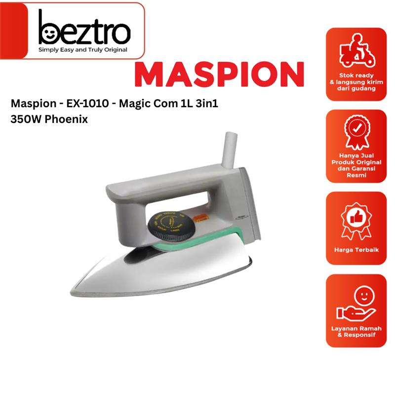 Maspion Setrika Listrik Kering Gosokan Baju – EX1010 / EX-1010 / EX 1010 Electric Dry Iron Abu