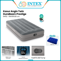 Kasur Angin Twin DuraBeam Prestige 64112 99x91x19 cm dengan Teknologi Fiber Support Berat Maksimum 136 kg Pompa USB FastFill Gratis Bantal Biru.