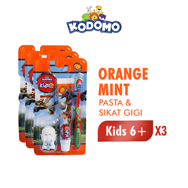 [Paket isi 3] KODOMO Sikat Gigi 2 IN 1 Pro Kids Dragon - Random Color & Motif