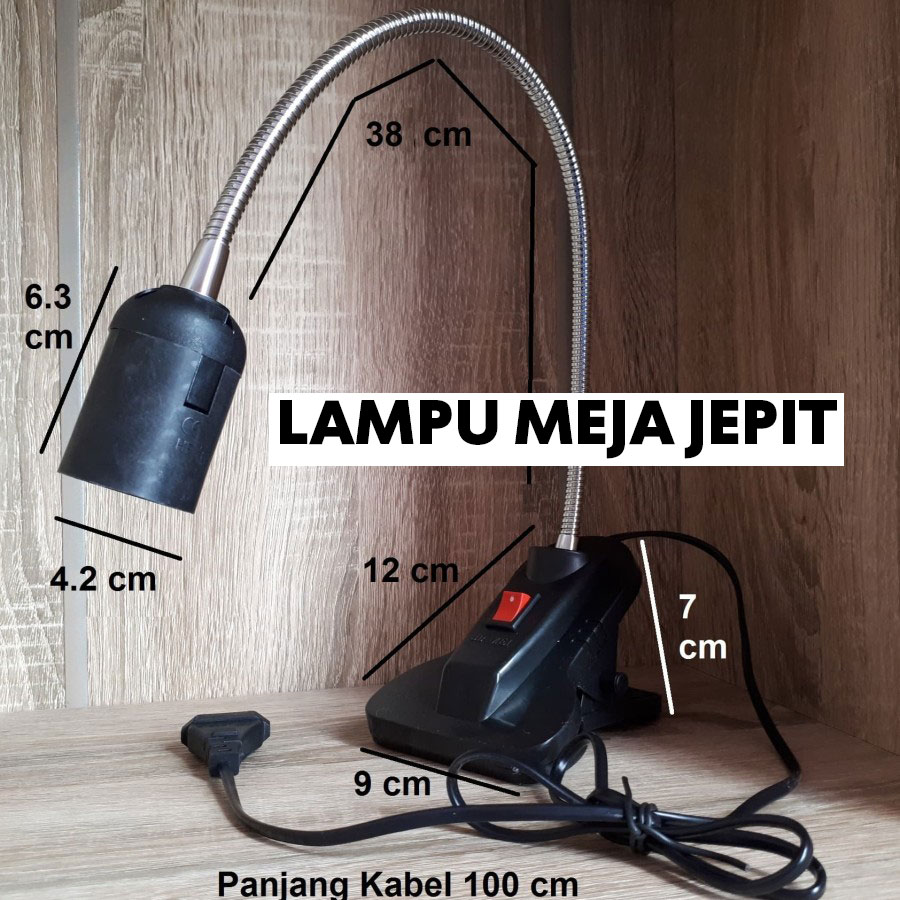 Lampu Meja Belajar Arsitek Baca Fitting E27 Jepit Pameran Flexible