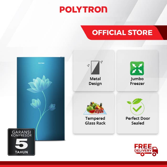 POLYTRON Kulkas 1 Pintu 150L Beauty Metal Door PRB 159B