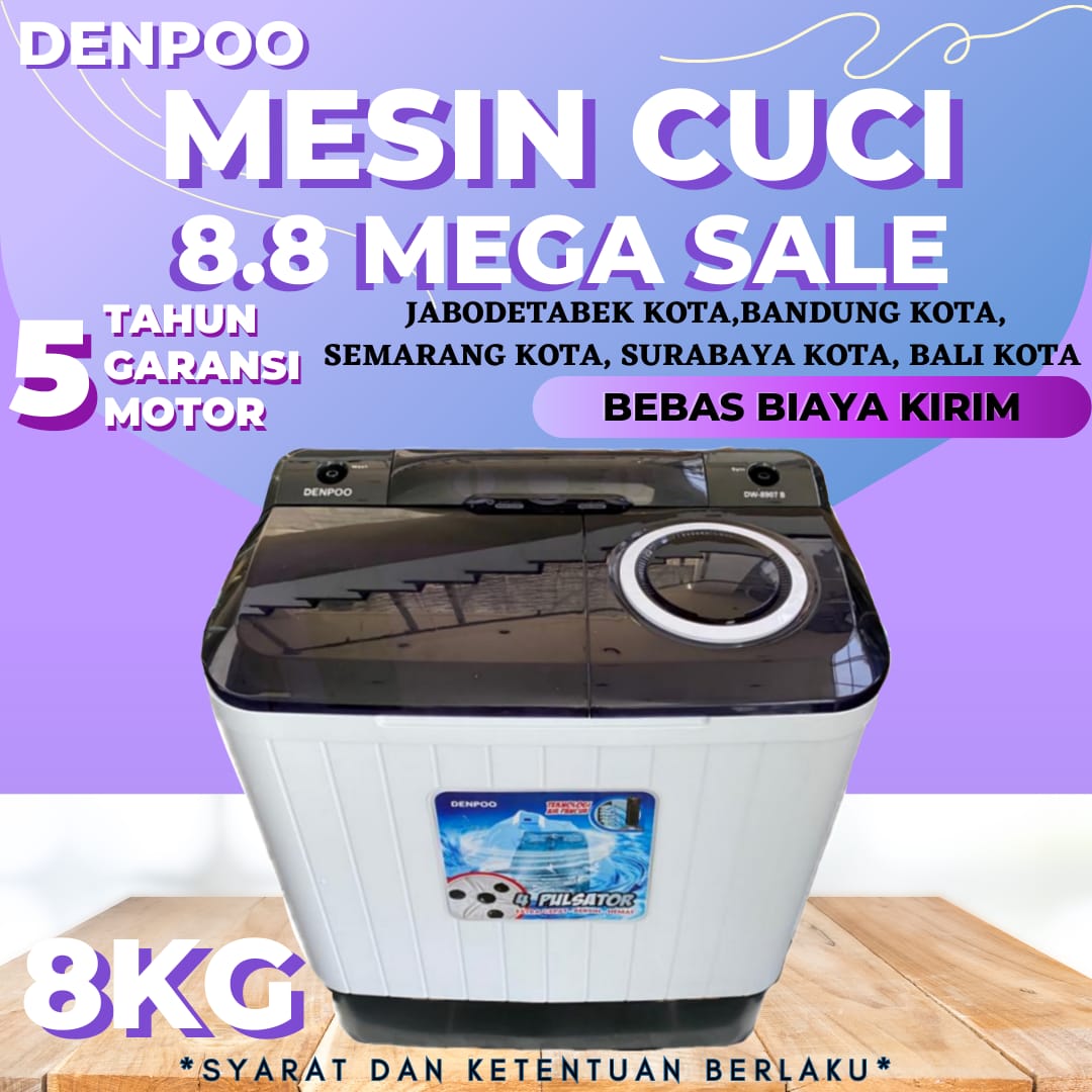 MESIN CUCI 2 TABUNG DENPOO DW 8907B ( 8KG )