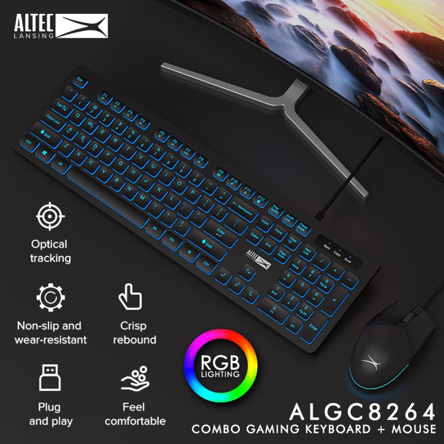 Keyboard Mouse Gaming Combo Altec Lansing ALGC-8264 - Plug & Play USB