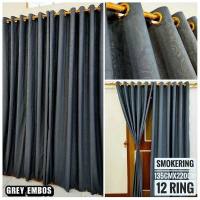 Gorden Smokring Polos UK 100x220cm Pintu & Jendela 12 Ring Embos polos lembut dan halus