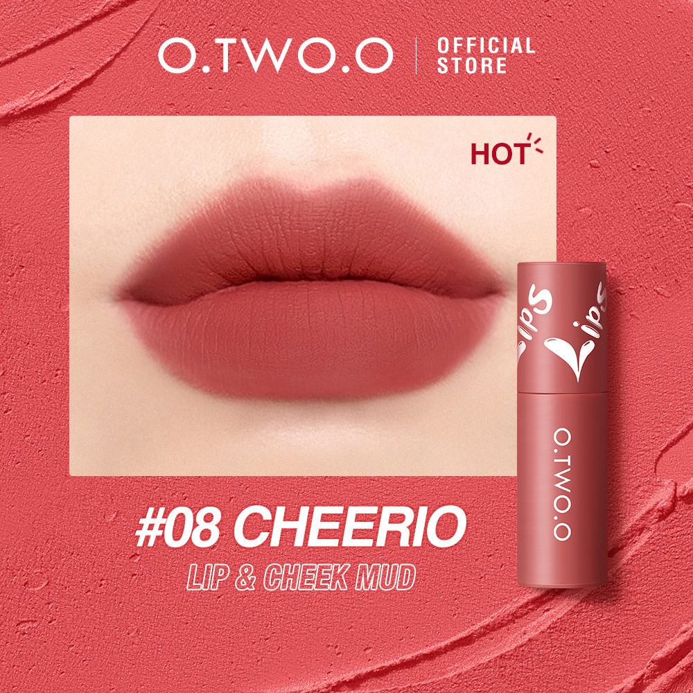 O.TWO.O Velvet Matte Liptint Lip & Cheek Mud Dual-use Lip Clay High Pigmented Long Lasting Not Dr...