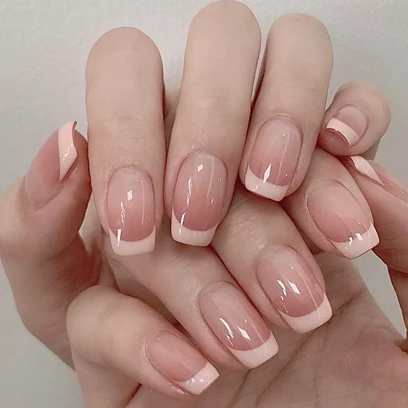 24 Pcs Kuku Palsu French Fake Nail Art 3d Manicure Tahan Air Kuku Palsu Natural Free Lem Cair 2gr