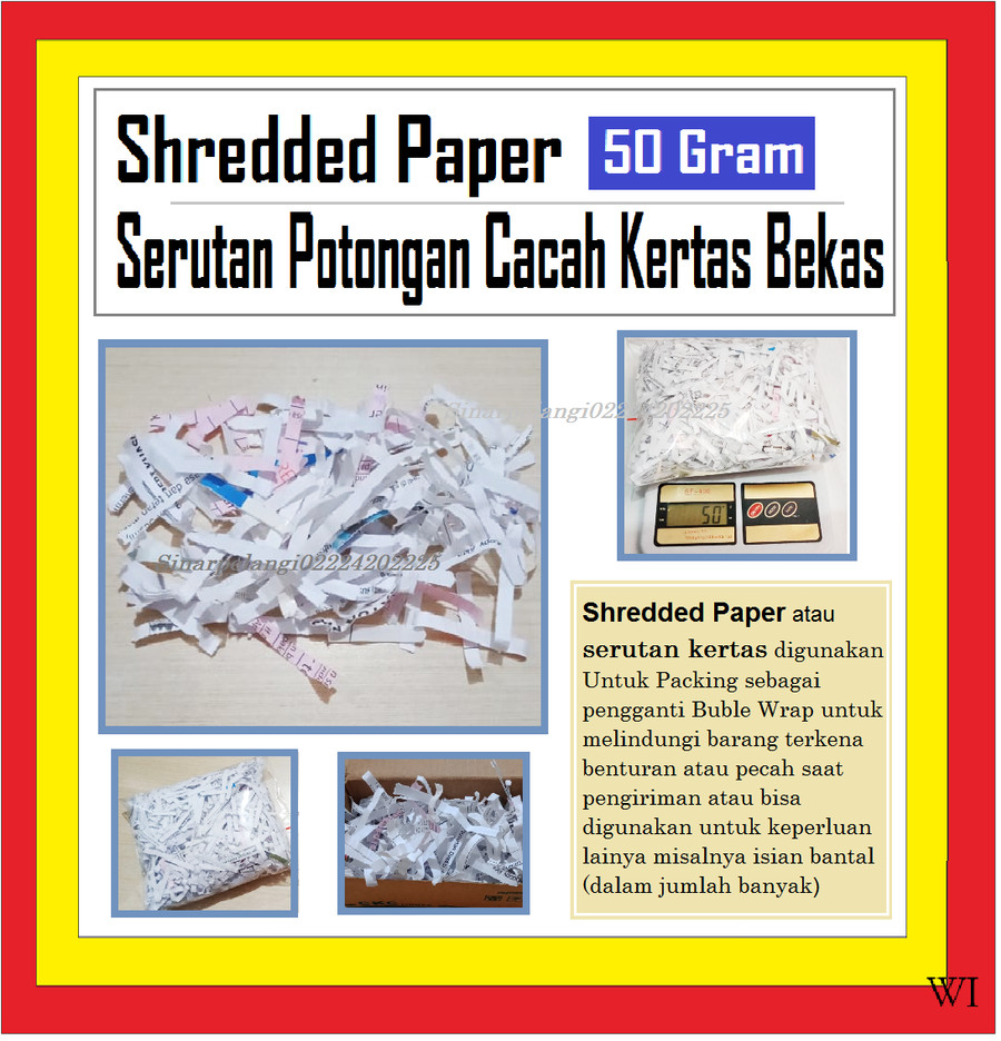 500Gr SHREDDER PAPER CACAHAN SERUTAN POTONGAN KERTAS BEKAS BERSIH MIX WARNA PARCEL HAMPERS KEPERLUAN PACKING