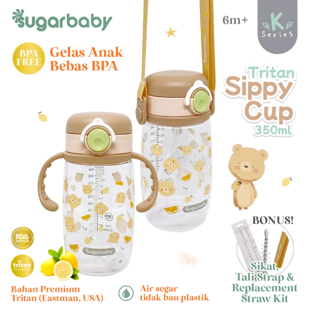 READY BANDUNG SUGAR BABY SUGARBABY BOTOL MINUM/ GELAS ANAK ANTI TUMPAH BEBEAS BPA PREMIUM TRITAN BOTTLE SIPPY CUP K SERIES 350ML