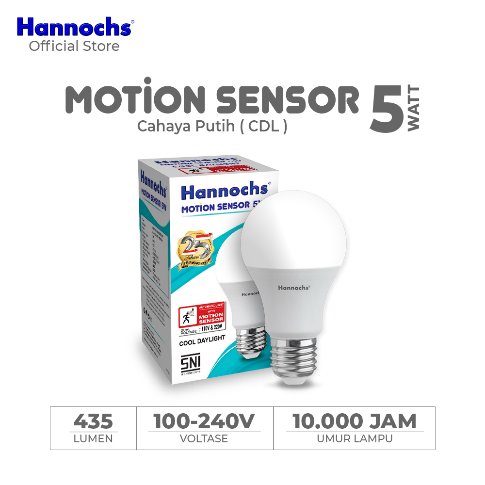Hannochs LED Motion Sensor 5W Cahaya Putih - Putih Sensor Gerak