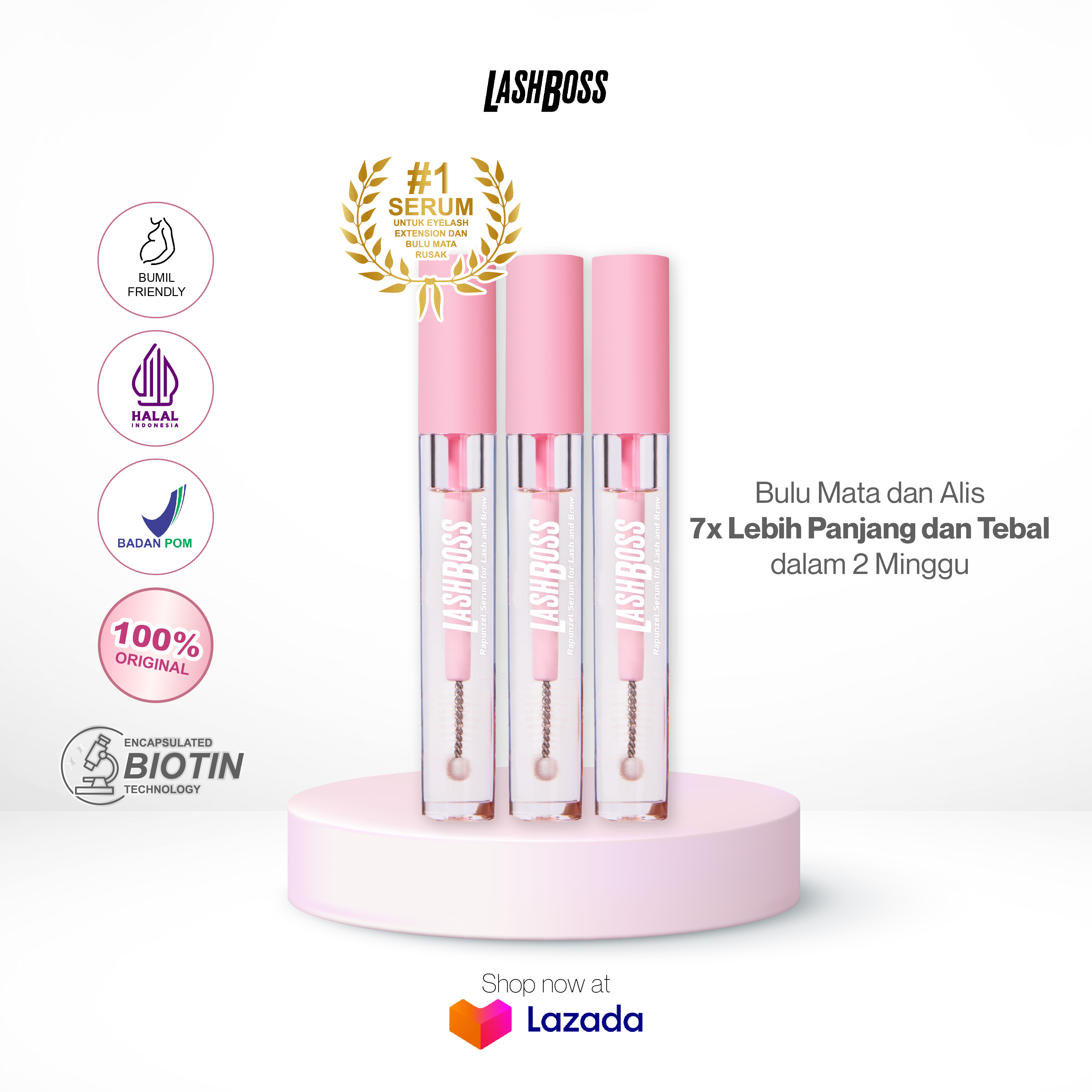 Triple Pack! Lash Boss Rapunzel Serum Serum Penumbuh Bulu Mata dan Alis