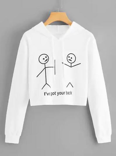 EsteticCollection Sweater Wanita Hoodie Crop Lengan Panjang Ive Got Your Back Babyterry esteticcollection sweater wanita hoodie crop lengan panjang ive got your back babyterry