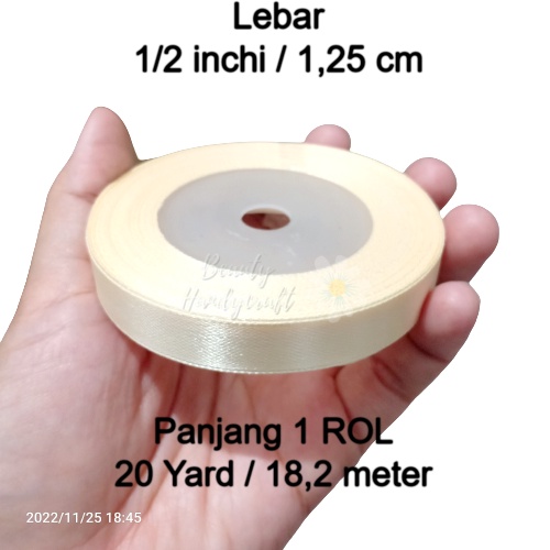 Pita Satin 1/2 Inchi Import per 1 ROL Saten Ribbon 125 cm