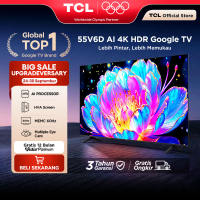 TCL AI 4K Google TV 55 inch V6D - MEMC - HDR 10 - HVA Panel - Dolby Audio - Google Play/Netflix/Youtube/Disney+Hotstar - Smart Android 65 LED Digital Promo Murah (Model: 55V6D)