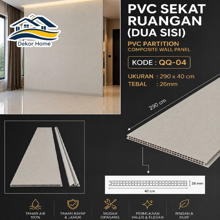 PVC SEKAT RUANGAN | PARTISI WALLPANEL PVC SEKAT RUANGAN | PARTISI WALLPANEL 40cm x 290cm | WALLBOARD PVC KISI KISI PEMBATAS RUANGAN