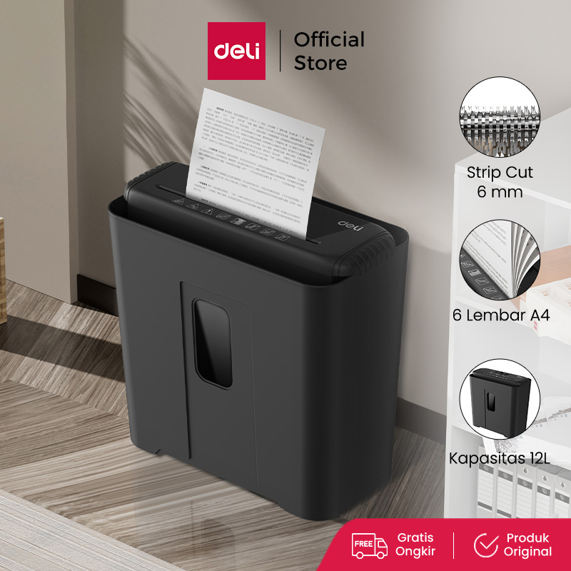 Deli Paper Shredder / Mesin Penghancur Kertas 6 Lembar Kapasitas 12 Liter ET102SC