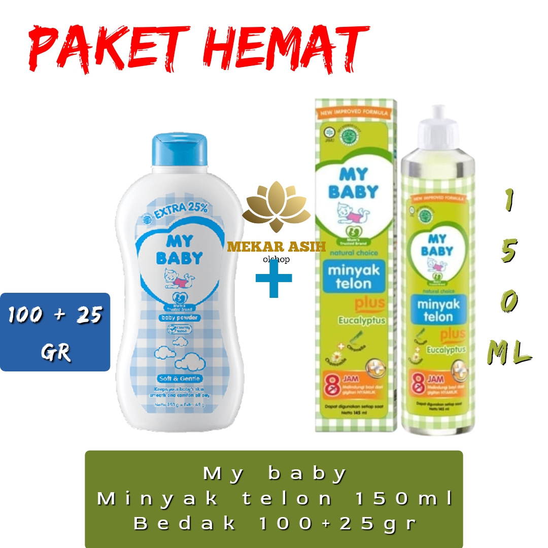 PAKET HEMAT MY BABY MINYAK TELON ECALIPTUS DAN BEDAK 100 EXTRA 25GR