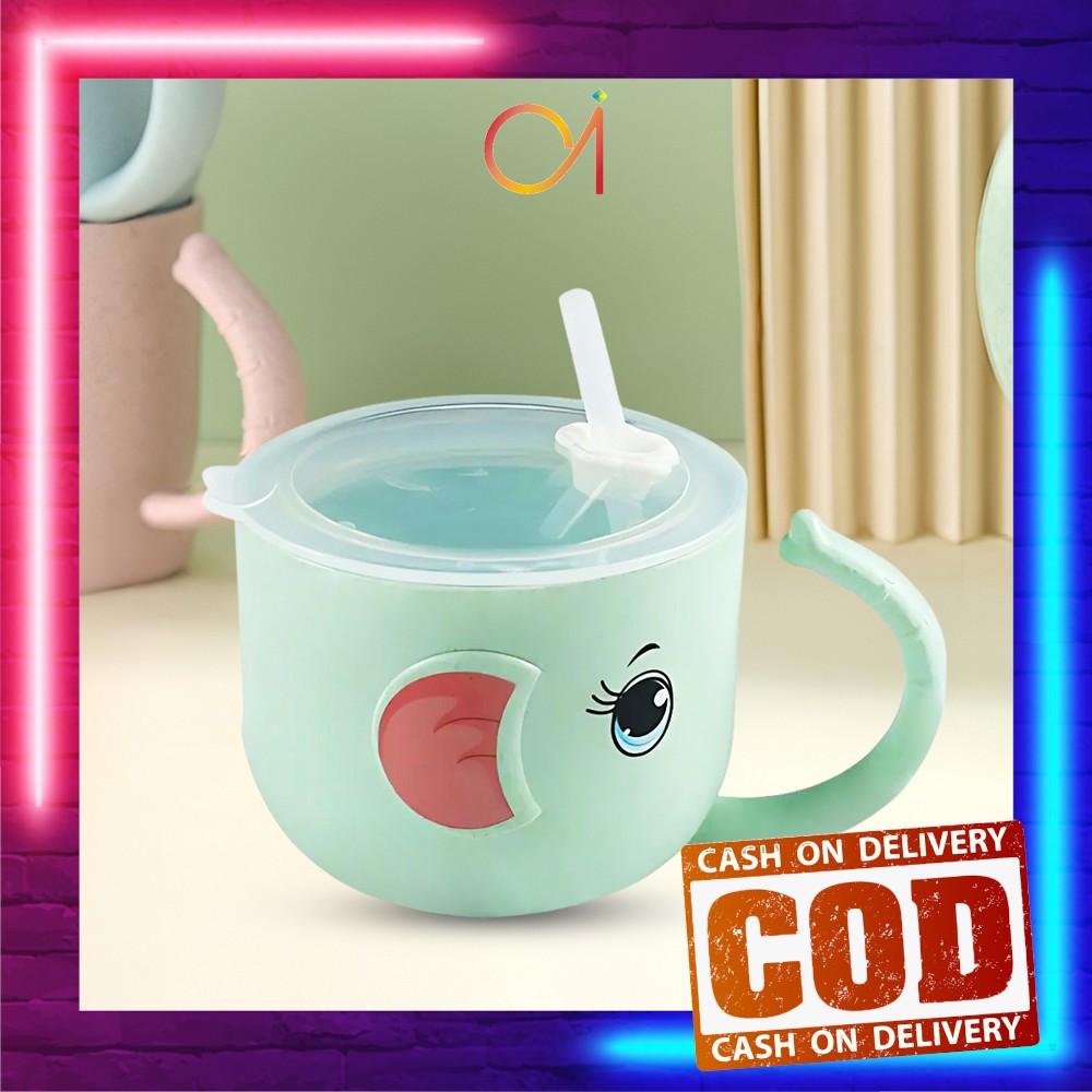 AI-C381 C382 Gelas Minum Anak Anti Tumpah Bahan Jerami / Baby Cup / Cangkir Anak Wheat Straw