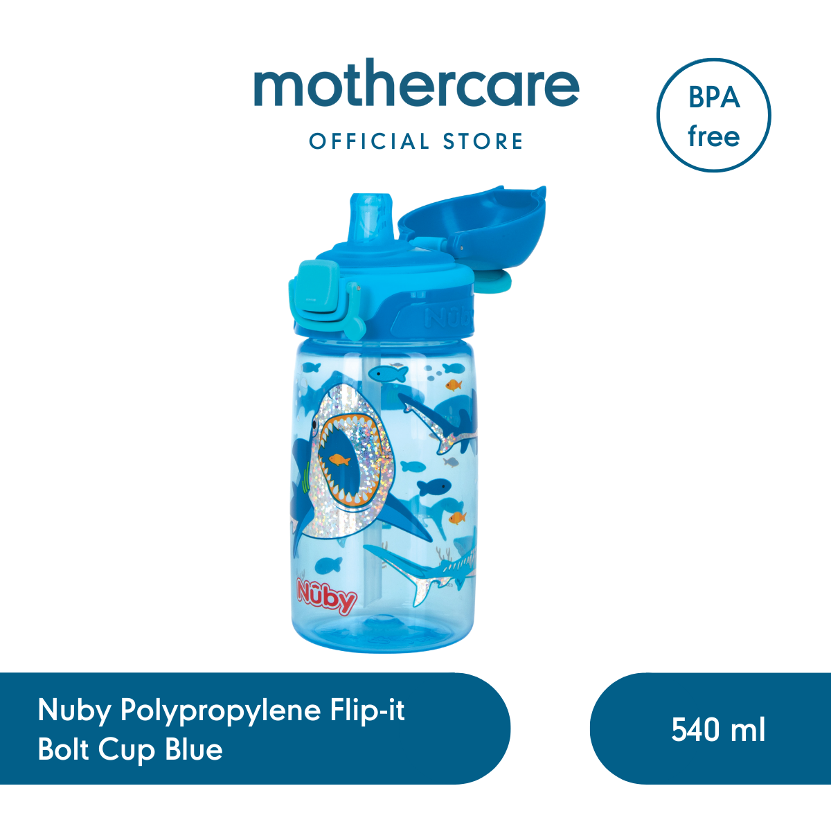 Nuby Pp Flip-It Bolt Cup Blue - Botol Minum Anak (Biru)