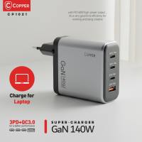 COPPER - Super Charger GaN/PD/QC - 140 Watt | CP1021 – Untuk Laptop (Qualcomm + PowerDelivery)