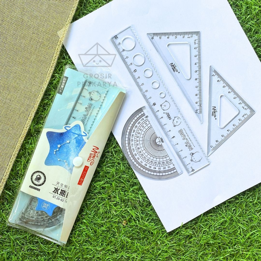 Penggaris Set ZODIAC isi 4 pcs in 1 Ruler 20cm Garisan 20 cm Plastik Mistar Zodiak Alat Perlengkapan Tools Stuff Equipment Kelengkapan Sekolah Kantor Lengkap Garis Busur Segi Lima Siku Murah Ringan Seni Art Math Mathematics Matematika Grosir Prakarya