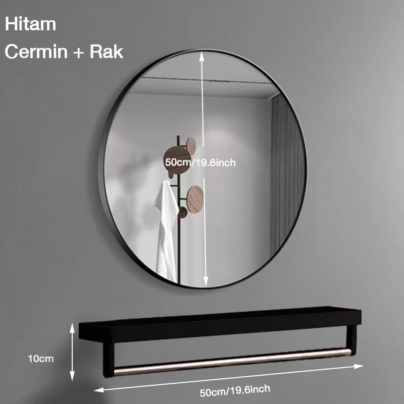 Sunfay Home Cermin kamar mandi bundar yang Cermin Gantung Dinding Cermin Kamar Mandi / Cermin Estetika Minimalis 30cm/40cm/50cm/60cm