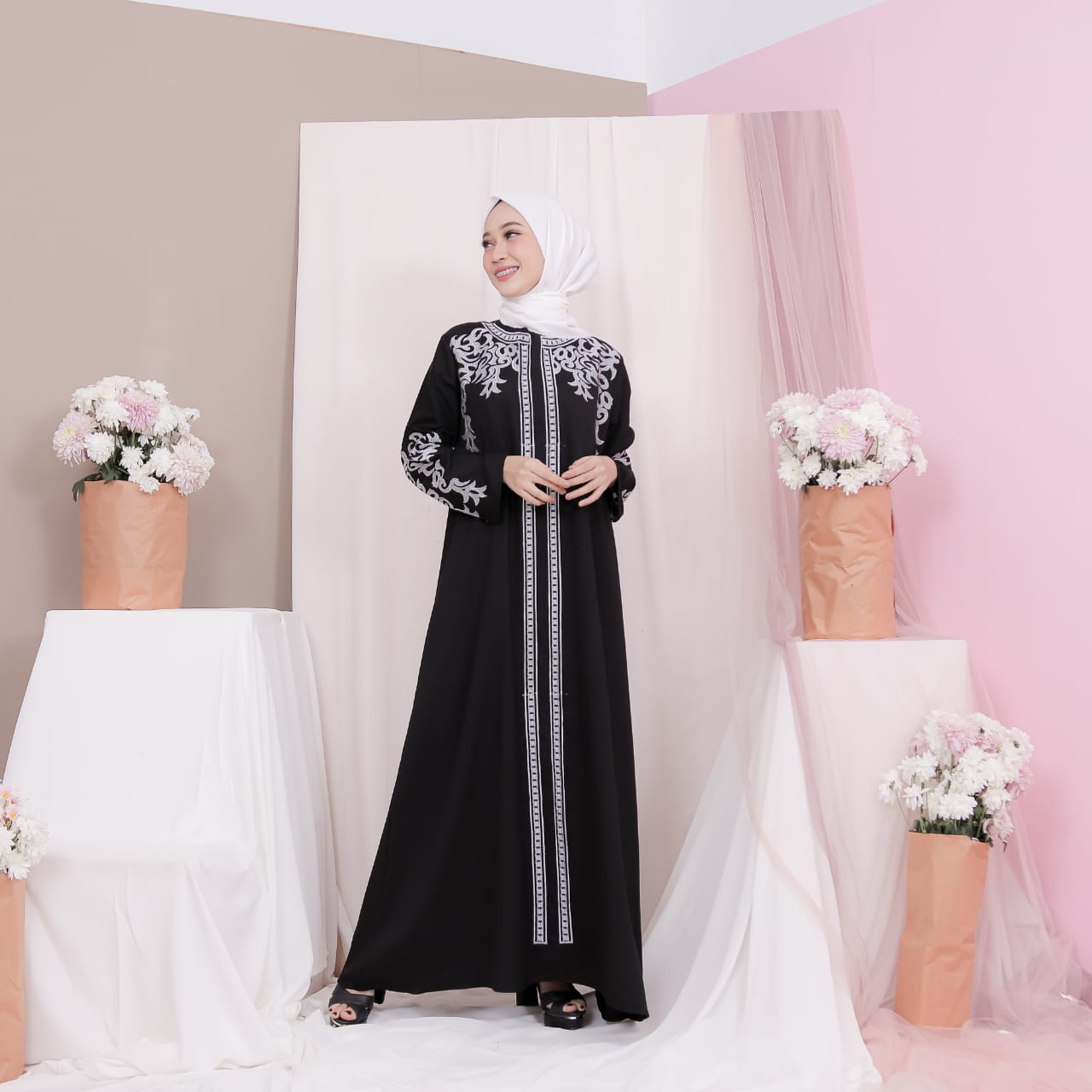 Baju Muslim Modern MAHERA DRESS Matt Mosscrepe Mix Full Bordir Dress Terbaru Modern Mini Dress Wanita Gamis Modern Overall Casual Elegant Gamis Syari Model Terbaru Lebaran Idul Fitri 2020