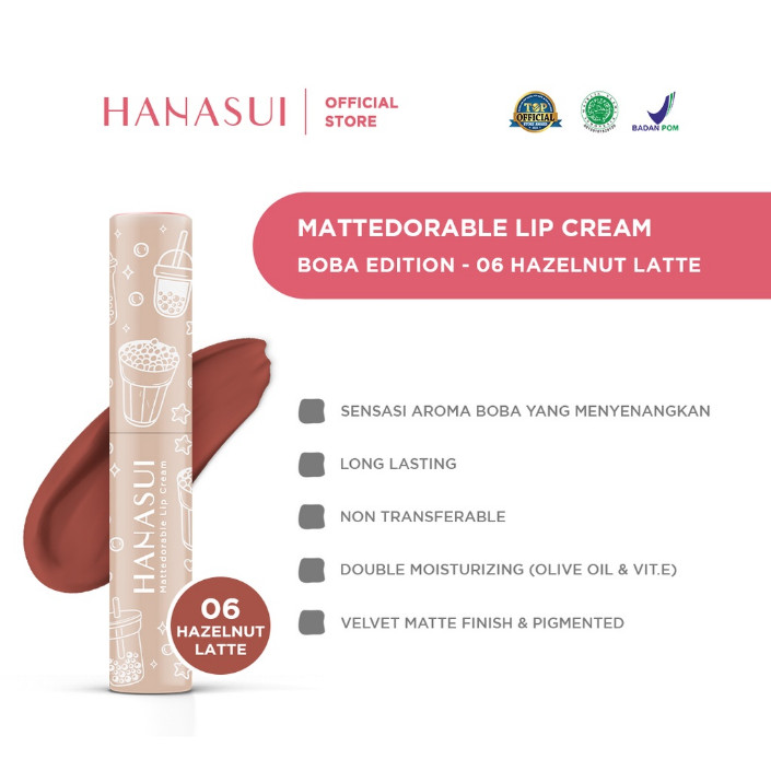 (BISA COD) HANASUI MATTEDORABLE LIPCREAM BOBA EDITION BPOM TAHAN LAMA DAN ANTI LUNTUR HALAL