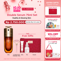 [Clarins 10.10 Set] Double Serum 75ml (Serum Anti Aging) Gratis 4 Hadiah - anti aging face serum / serum anti penuaan dan kerutan  wajah glowing  kenyal