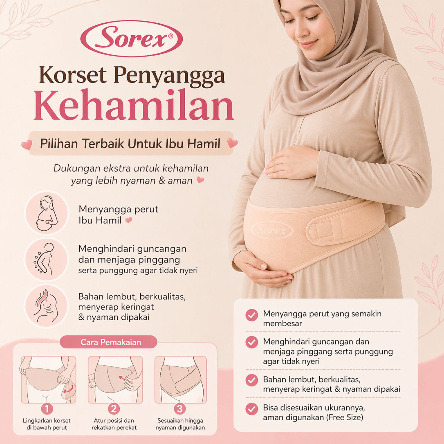 Korset Hamil Penyangga Perut Ibu Hamil Belly Support Maternity Belt Korset Kehamilan Pinggang Nyaman