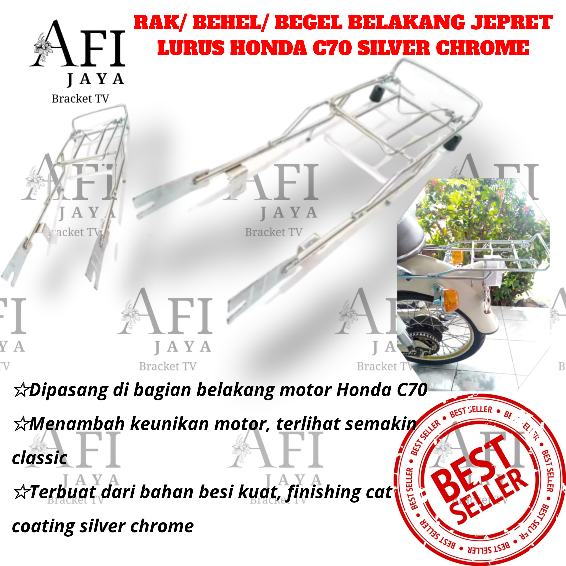 RAK BELAKANG JEPRET LURUS HONDA C70 CHROME/ BEHEL JEPIT BELAKANG C70/ BEGEL BELAKANG C70 JEPRET/ RAK ANDANG SERBAGUNA rak belakang jepret lurus honda c70 chrome/ behel jepit belakang c70/ begel belakang c70 jepret/ rak andang serbaguna