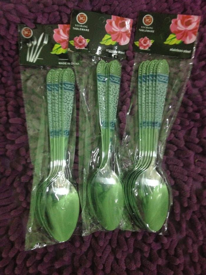 Detail Gambar Sendok Makan Motif Karakter Isi 6pcs / Stainless Steel Batik Spoon Terbaru
