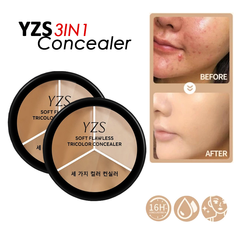 YZS Concealer 3 Warna Untuk Harian Melembabkan Menutup Flek Dan Noda di Wajah