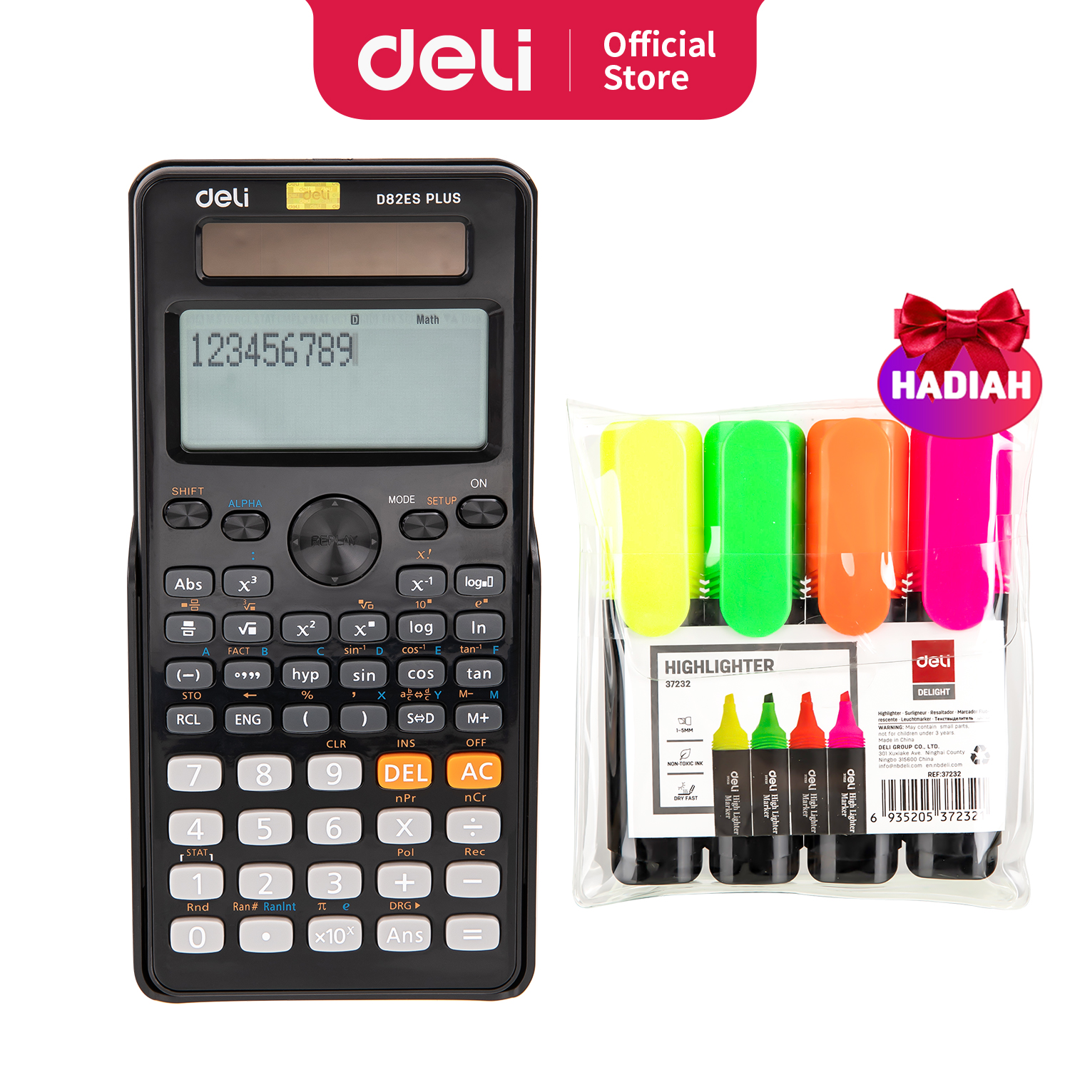 Deli Kalkulator Scientific Fungsi 252 Auto Power Off Garansi 3 Tahun Hitam ED82ES