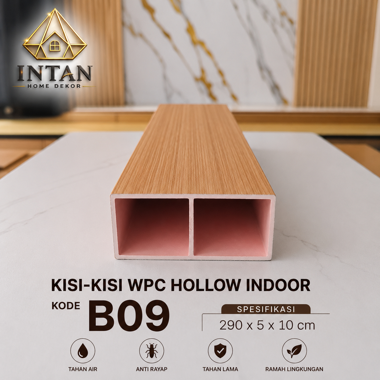 Kisi-kisi WPC Hollow Indoor B09 290 x 5 x 10 cm Tahan Air Anti Rayap Tahan Lama Ramah Lingkungan