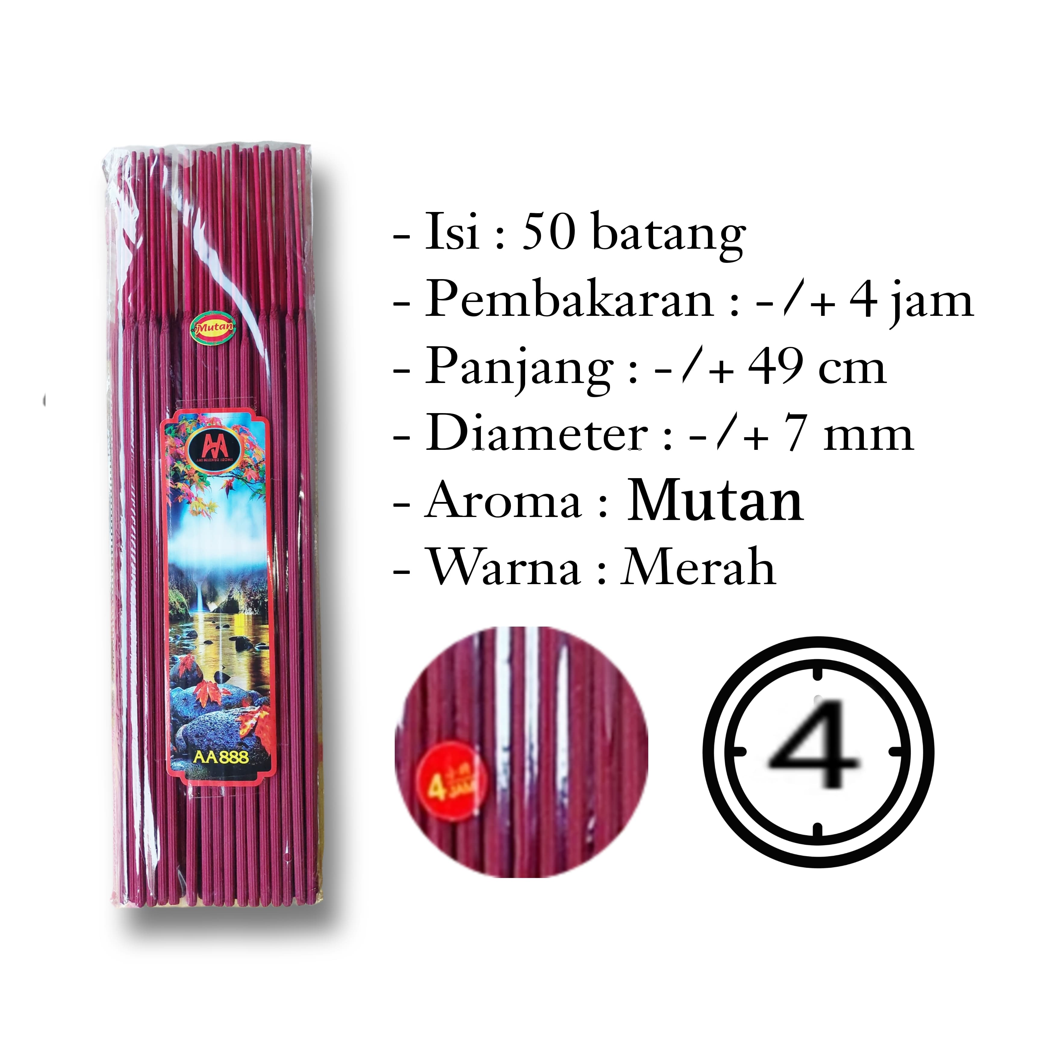 Hio Dupa Sembahyang Aroma 4 Jam 50 Batang