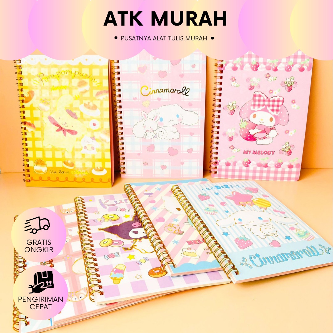 BUKU BINDER FULL COLOR SANRIO UKURAN A5 BK-1210 KERTAS BERWARNA BAGUS NOTEBOOK TERJANGKAU LUCU IMUT KADO UNIK COD