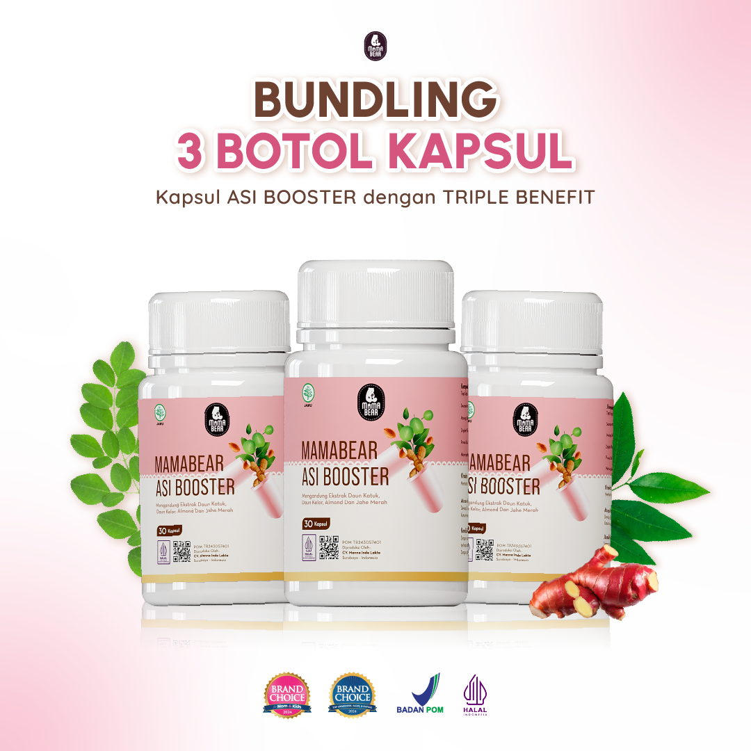 [TRIPLE PACK] MamaBear Kapsul ASI Booster Isi 30 Kapsul - Pelancar dan Peningkat Produksi ASI BPOM Halal