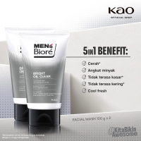 [Paket isi 2] Mens Biore Double Scrub Facial Foam Sabun Cuci Muka Pembersih Wajah Pria Bright Oil Clear 100gr