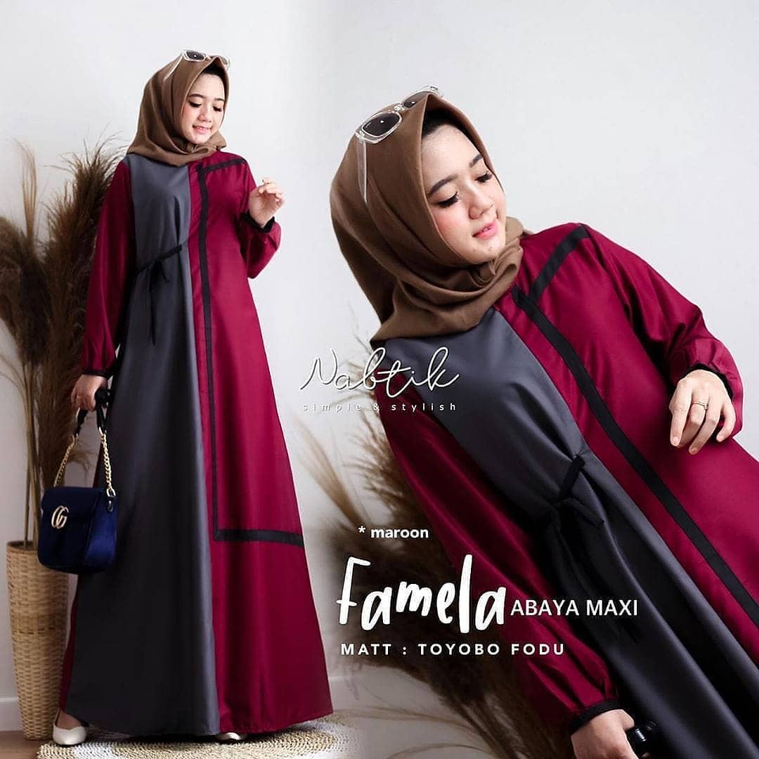 Baju Muslim Modern FAMELA DRESS BL Bahan MOSSCRAPE GAMIS TERBARU 2020 Modern Remaja Gamis Wanita Murah Gamis Wanita Jumbo