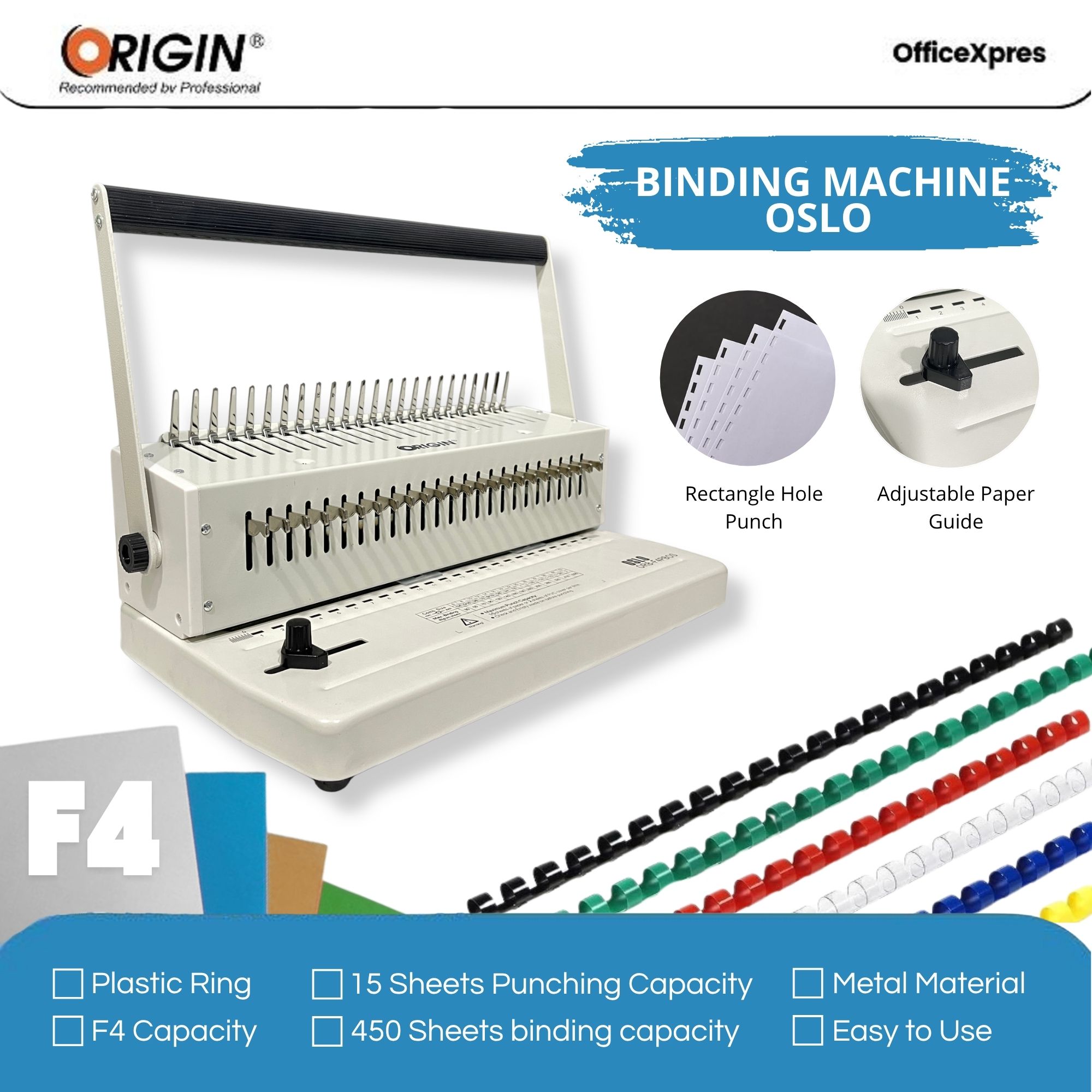 Mesin Jilid Spiral Plastik F4 Folio / Binding Machine Spiral / Alat Jilid / Binding Machine / Mesin BInding OSLO 3:1 Origin