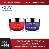 OLAY Regenerist Set Antiaging Skincare - Collagen Peptide 24 Day Cream 50gr + Retinol Night Cream 50gr