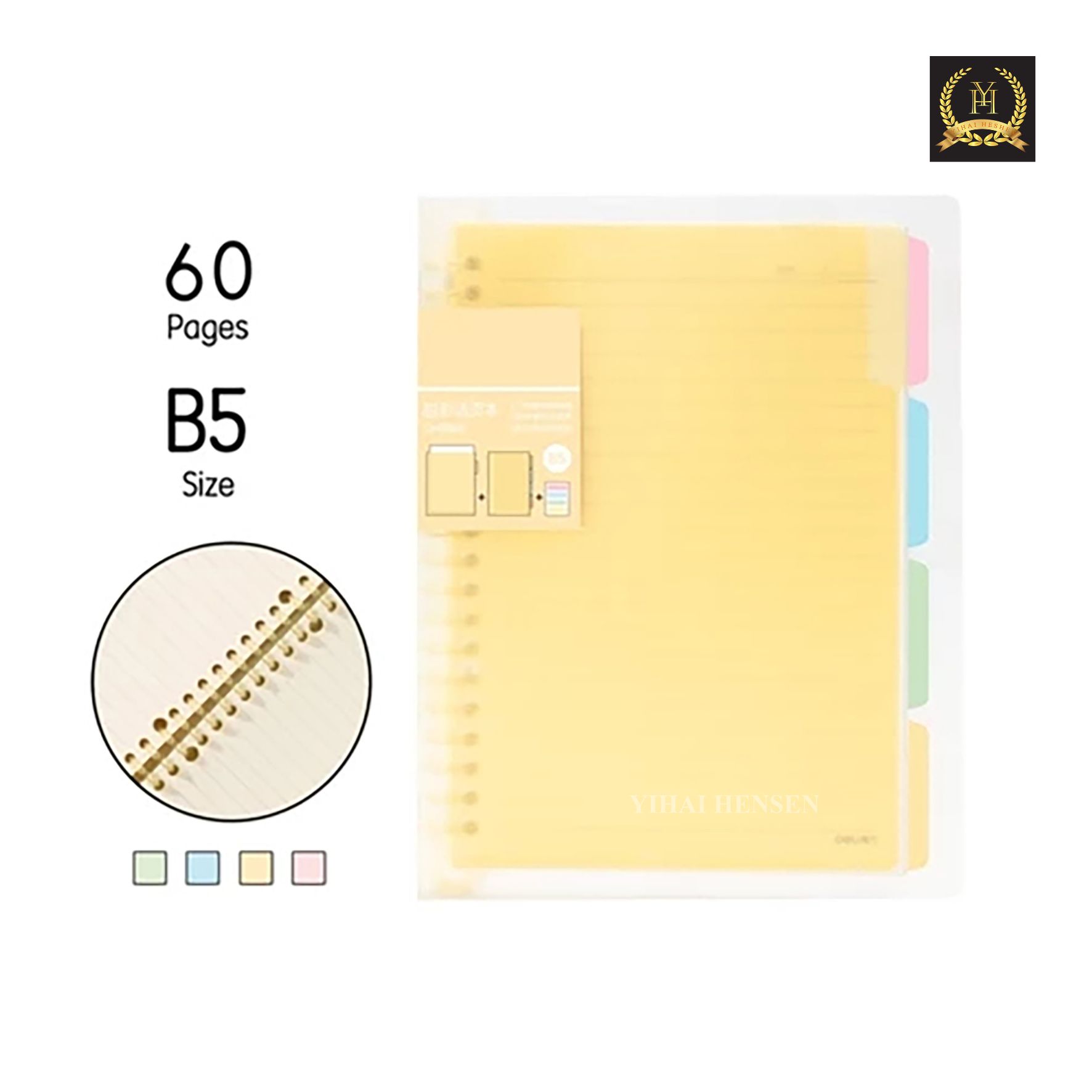 Binder NoteBook Loose Leaf Binder A5/B5 60 Lembar Warna Pastel- YH377