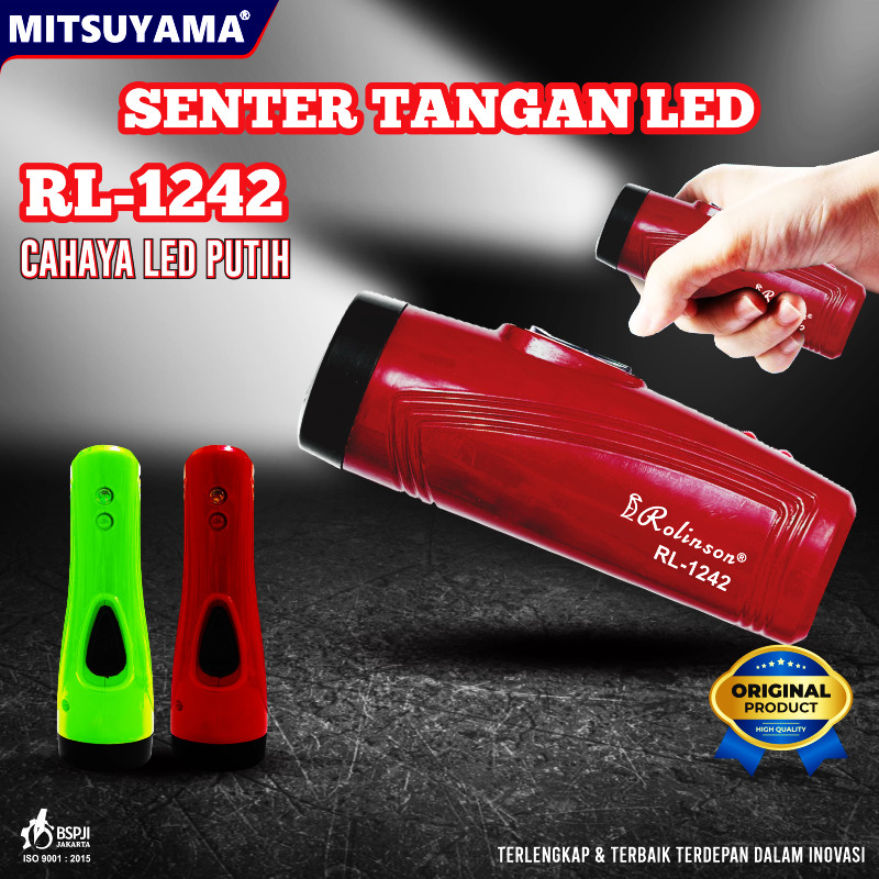 Win Grosir - Lampu Emergency LED 2IN1 Lampu darurat/Emergency Baterai AA (tidak include baterai) F8 / Senter Tangan Mini 10 Watt USB Rolinson RL-1242 Cas