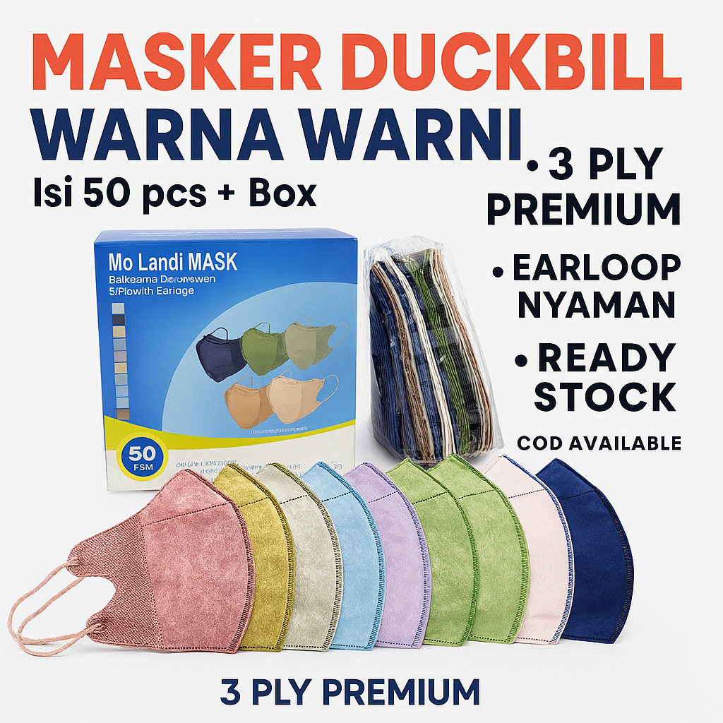 MASKER DUCKBILL WARNA PASTEL ISI 50/MASKER DUCKBILL ISI 50/MASKER DUCKBILL HITAM ISI 50