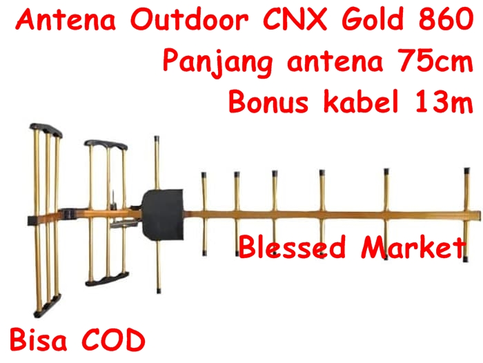 CNX Gold 680 Antena Luar Bonus Kabel 13M Jangkauan Kuat Bisa TV LED atau TV Tabung / Antena Outdoor