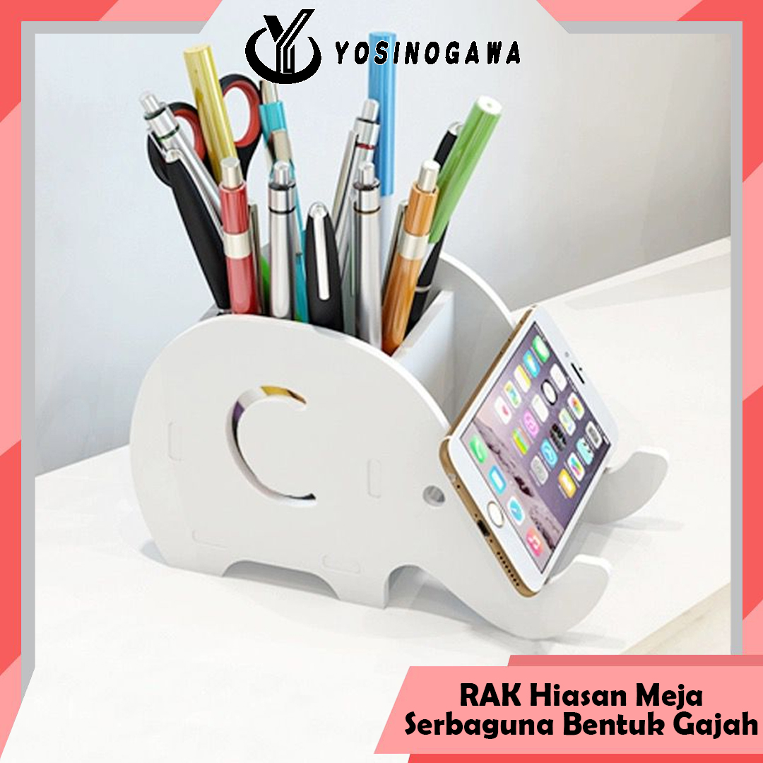 Tempat Pen Ballpoint Handphone Remote Warna Putih DIY Bentuk Gajah - Yosinogawa Store