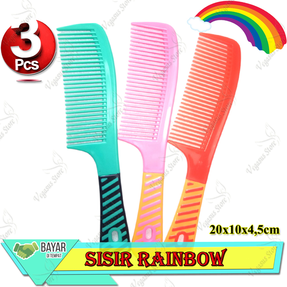 10Rb/3Pcs Sisir Rambut Raibow Panjang 20cm Sisir Garis Pelangi Lebih Murah-Vegasus Store(COD)